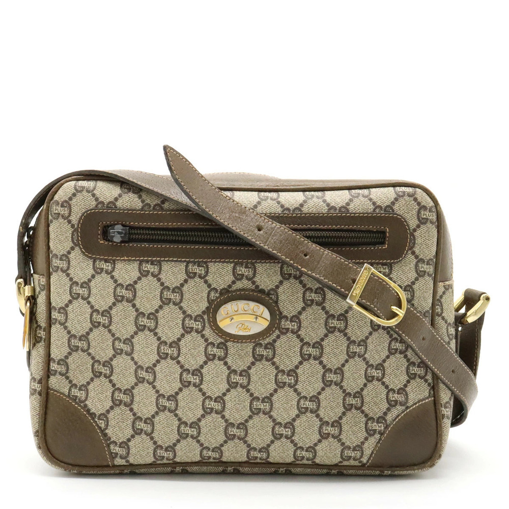 Gucci Plus GG Crossbody Bag Leather Beige Cream Olive Brown